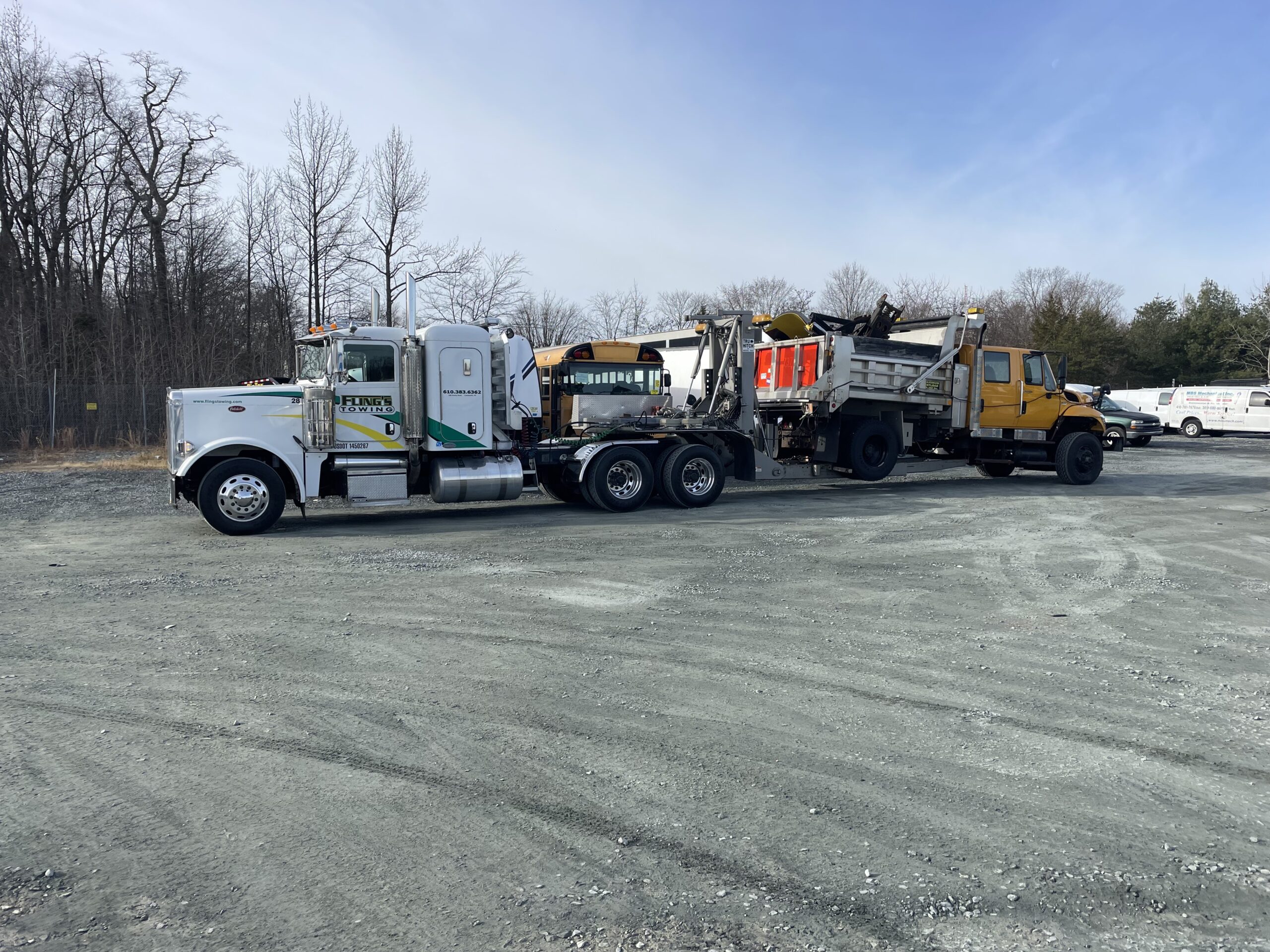 Dump truck being towed in Chester County PA