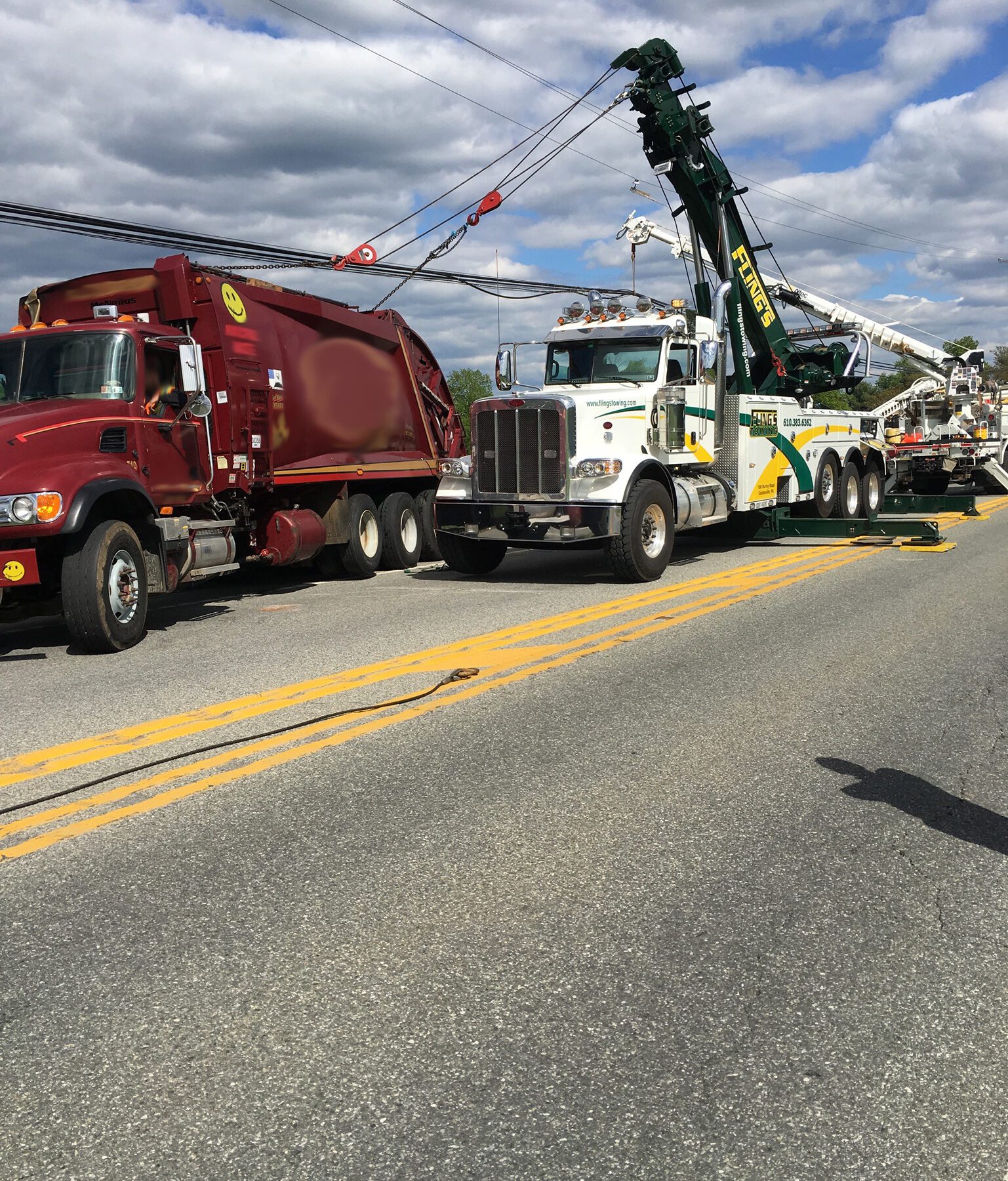 Flings towing trash truck garbage truck recovery uprighting rotator tow truck heavy duty towing recovery coatesville pa 12