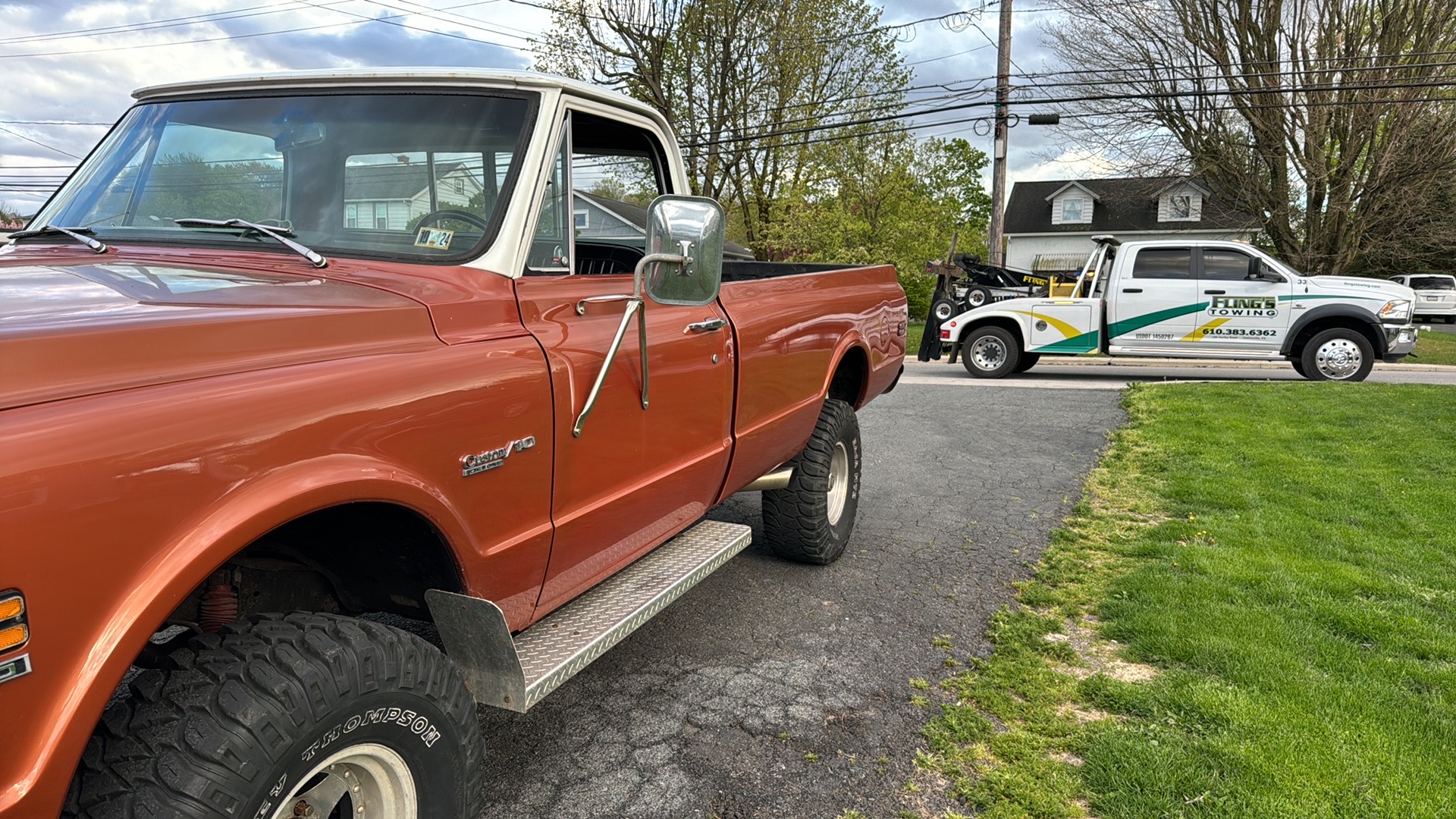 Classic truck being towed in Parkesburg PA