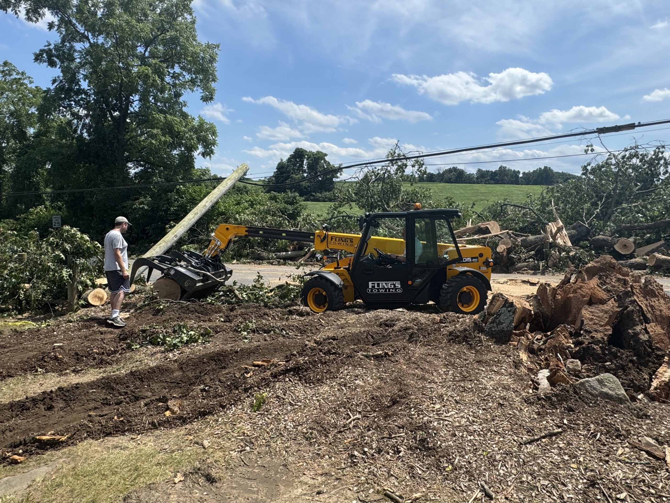 flings towing black oak tree layton park coatesville pennsylvania storm clean up_11 Fling's Towing 50-ton wrecker moving a massive 1700s era black oak tree at Layton Park in Coatesville, PA