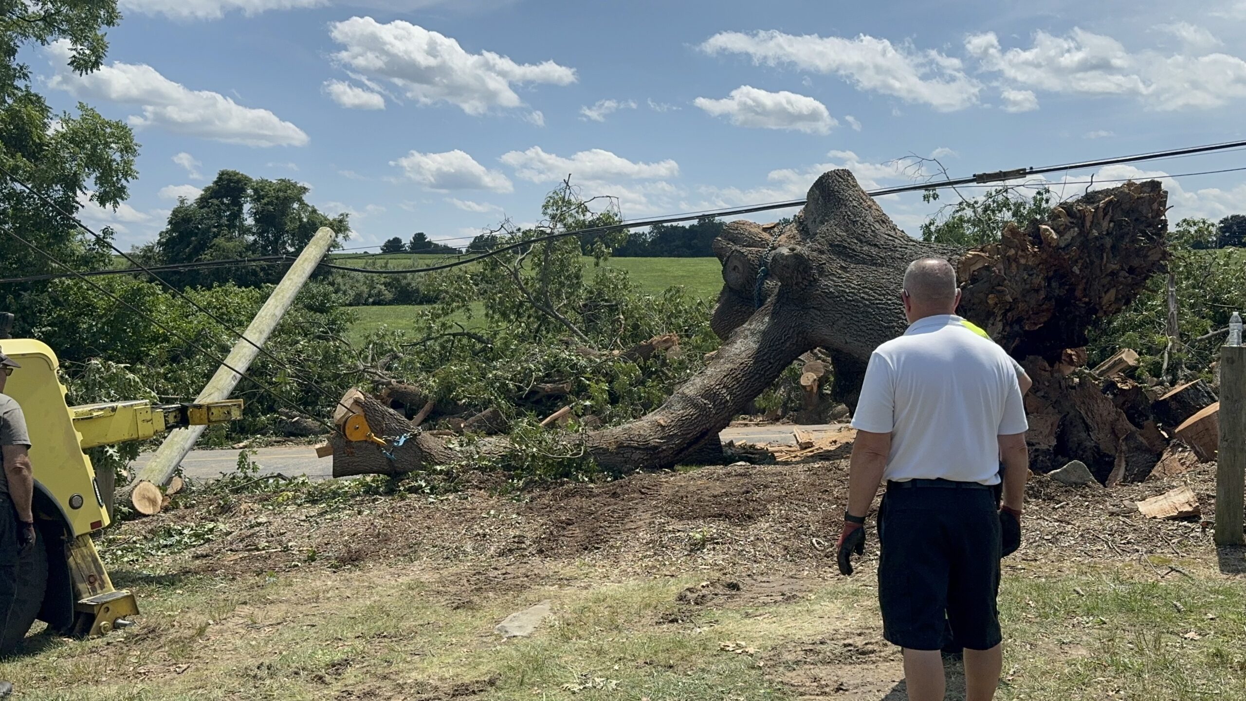 flings towing black oak tree layton park coatesville pennsylvania storm clean up_8 Fling's Towing 50-ton wrecker moving a massive 1700s era black oak tree at Layton Park in Coatesville, PA